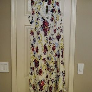 Eddie Bauer Dress Size 14 Tall Floral Sleeveless